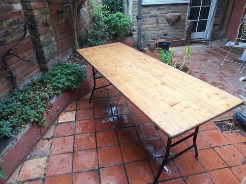 Pine trestle table - , (ex
